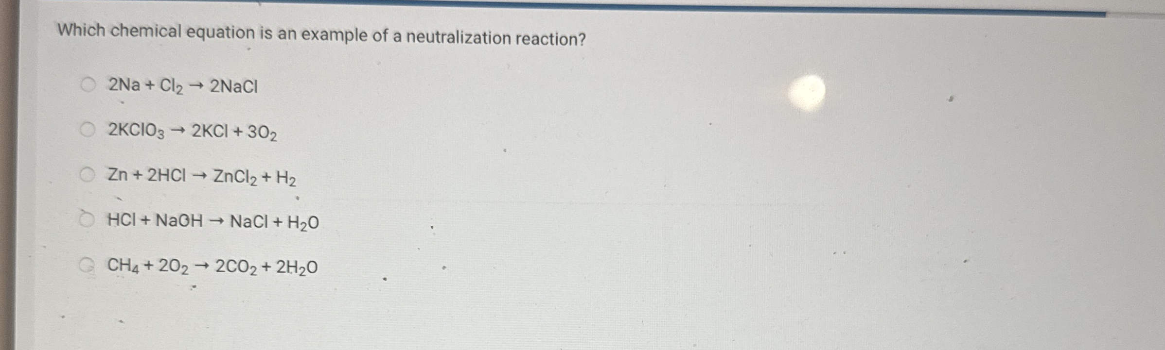 Solved Which Chemical Equation Is An Example Of A Chegg Com