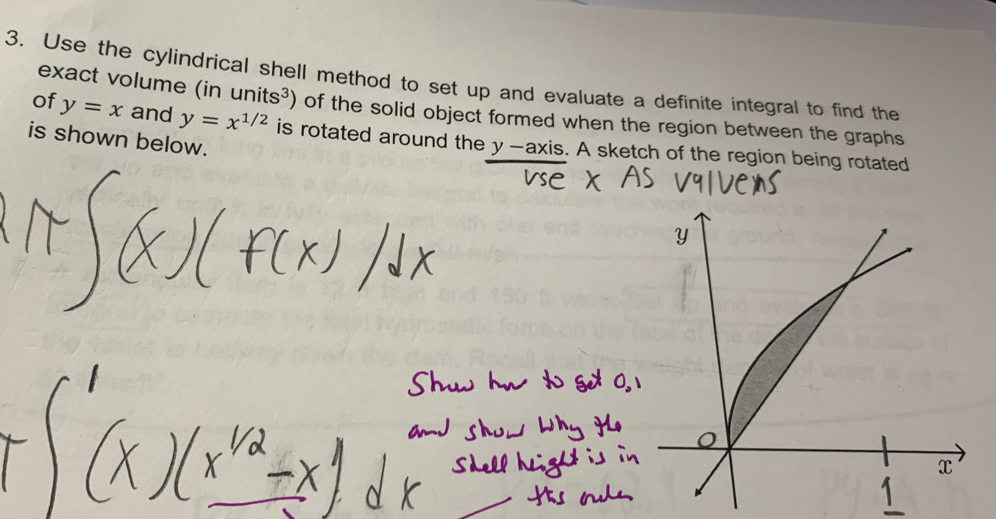 Solved Use the cylindrical shell method to set up and | Chegg.com
