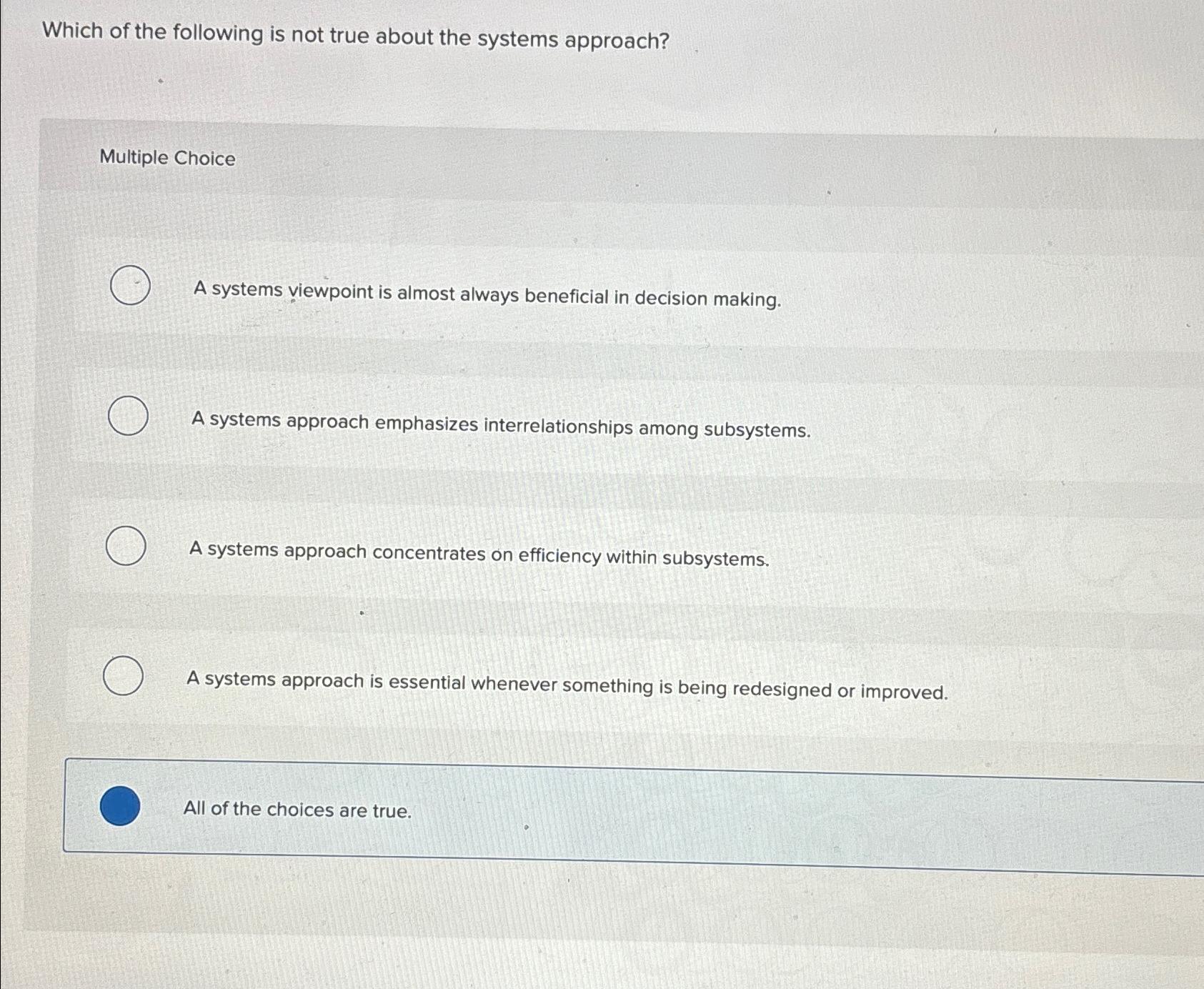 Solved Which of the following is not true about the systems | Chegg.com