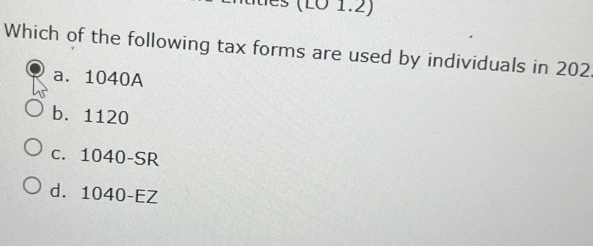 Solved Which of the following tax forms are used by