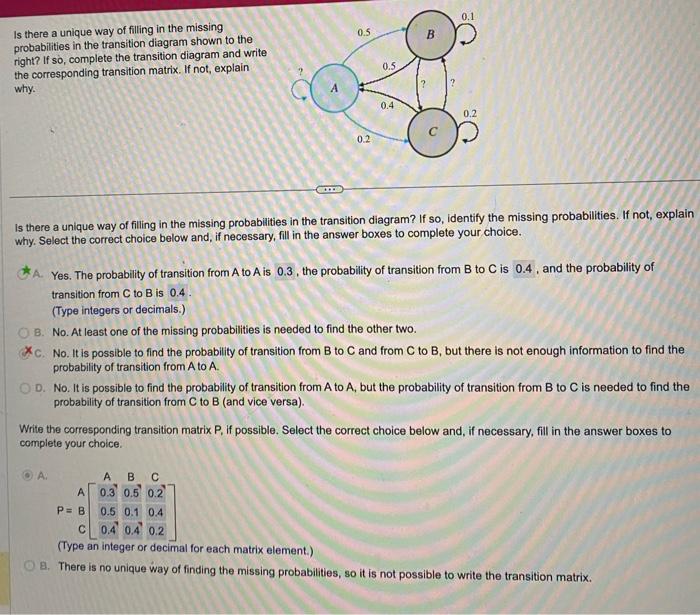 Solved Is there a unique way of filling in the missing | Chegg.com