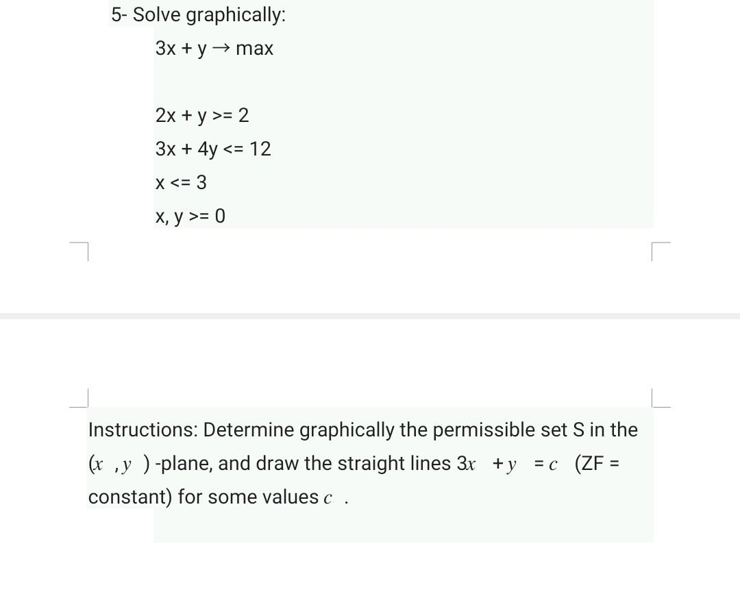 Solved 5 Solve Graphically 3x Y Max 2x Y 2 3x Chegg Com