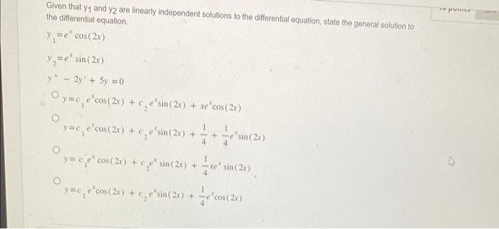 Given that y1 and y2 are linearly independent | Chegg.com