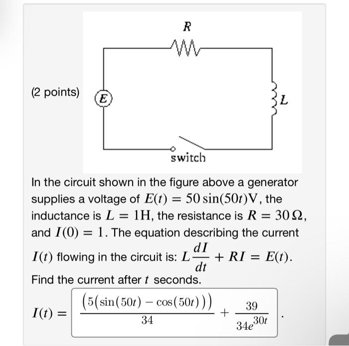 Solved In the circuit shown in the figure above a generator | Chegg.com