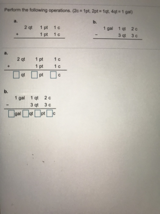 Solved Perform the following operations. (2c = 1pt, 2pt = | Chegg.com