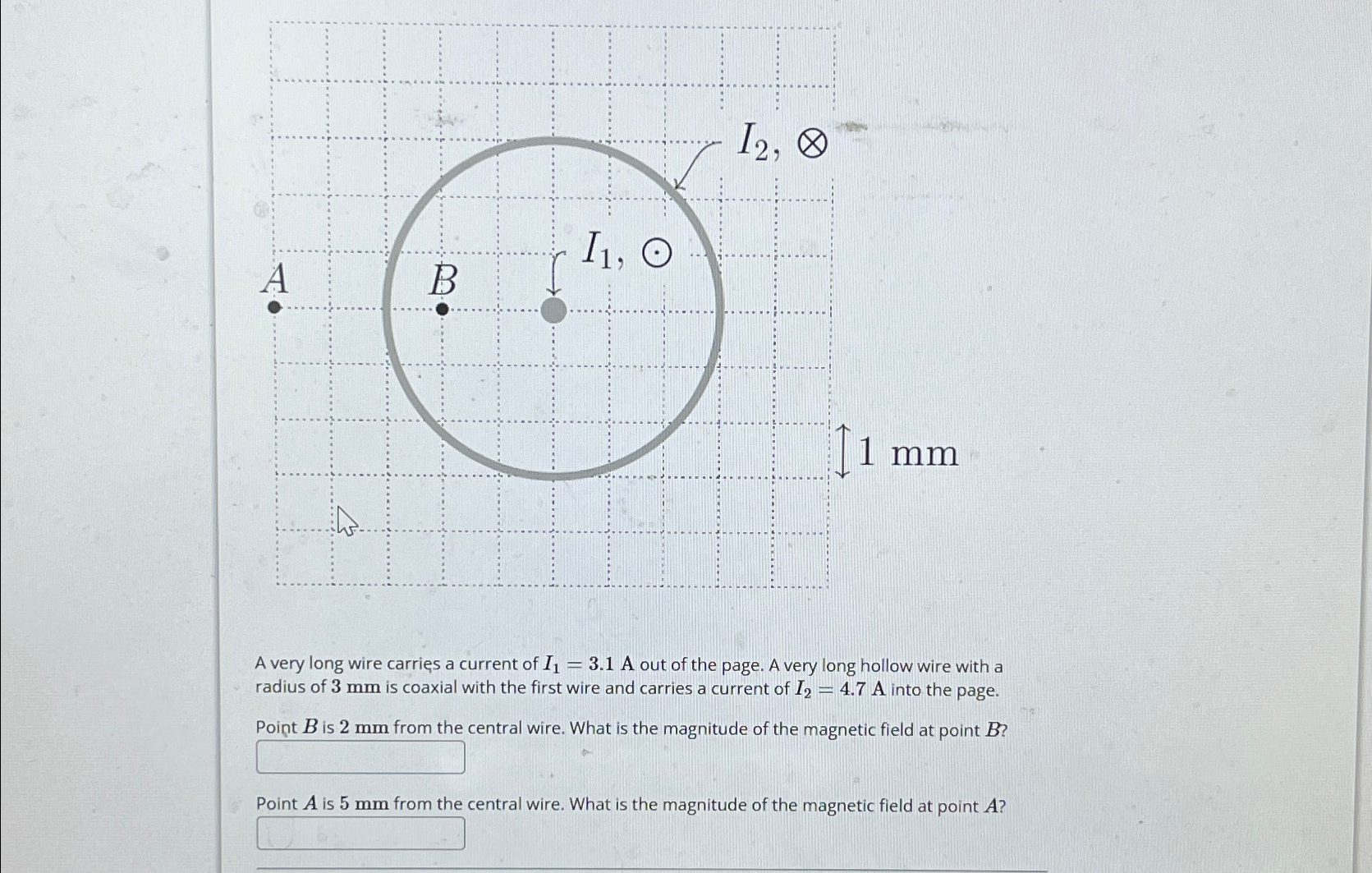 Solved A very long wire carries a current of I1=3.1 ﻿A out | Chegg.com