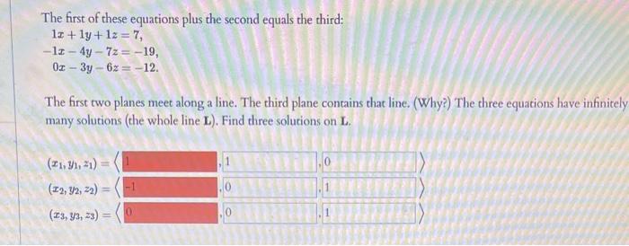 Solved The first of these equations plus the second equals | Chegg.com