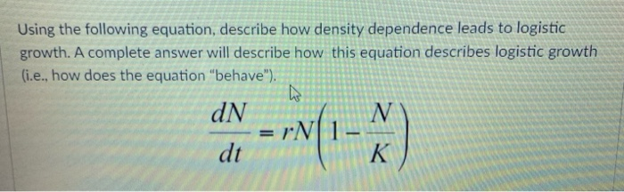 Solved Using the following equation, describe how density | Chegg.com