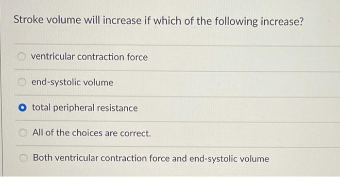 Solved Stroke volume will increase if which of the following | Chegg.com
