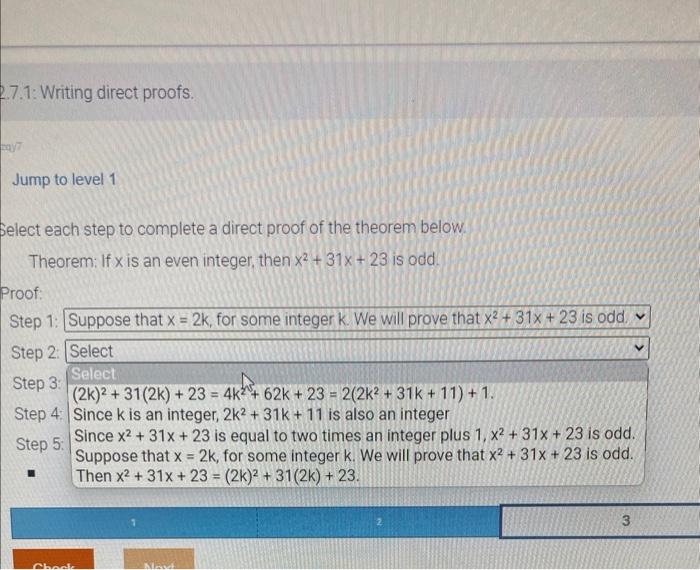 Solved mp to level 1 Et each step to complete a direct proof | Chegg.com