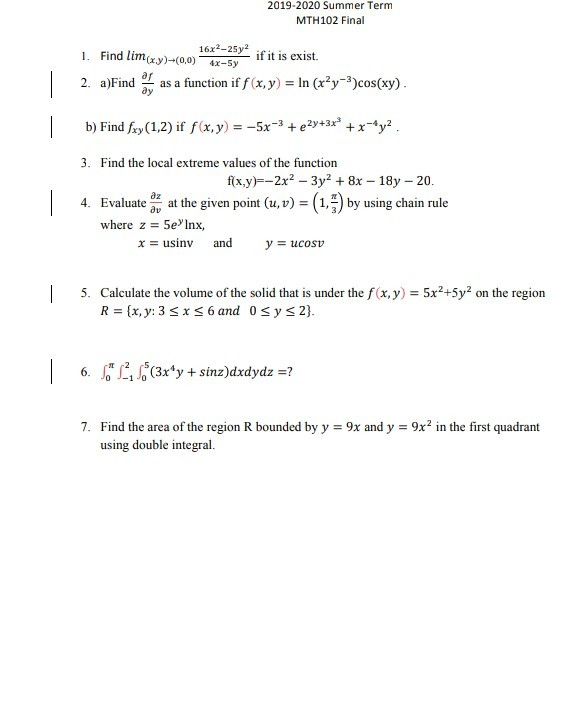 Solved 19 Summer Term Mth102 Final 16x2 25y2 1 Fi Chegg Com