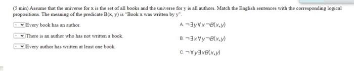 Solved (5 min) Assume that the universe for x is the set of | Chegg.com