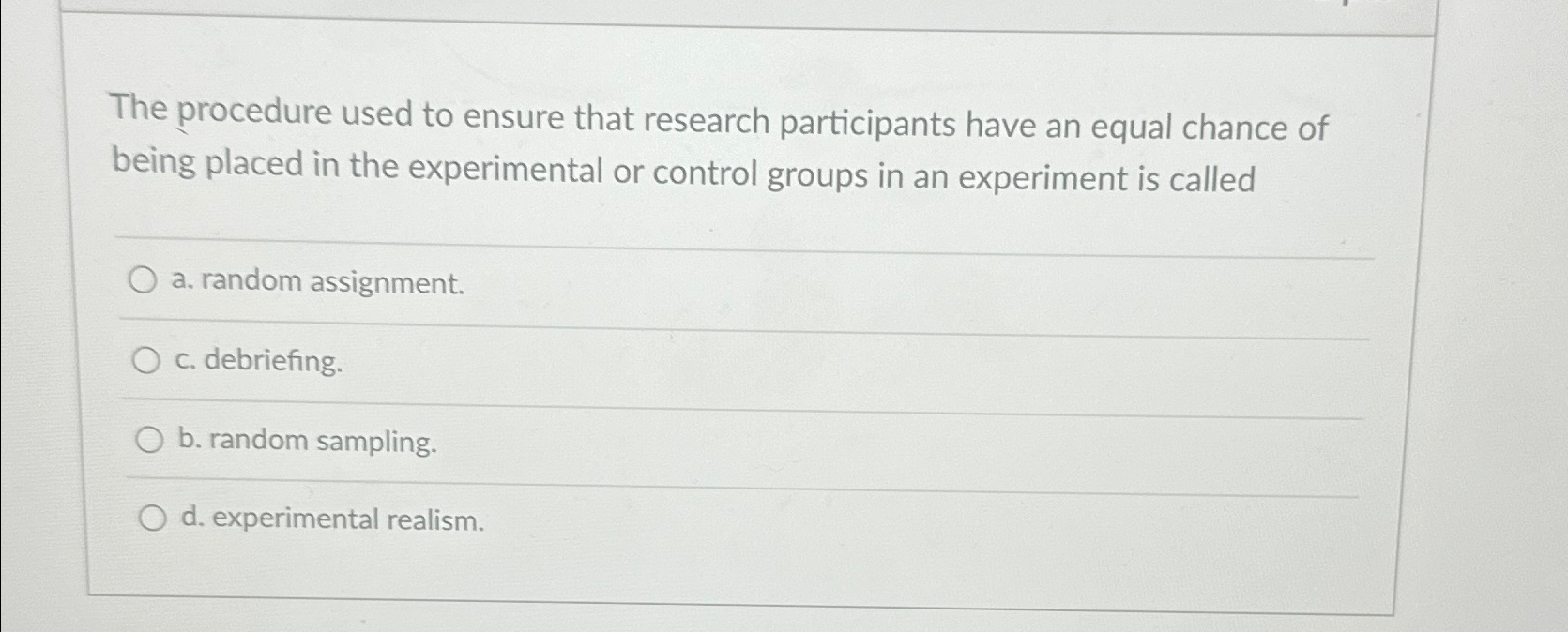 random assignment to experimental and control groups controls for research reactivity