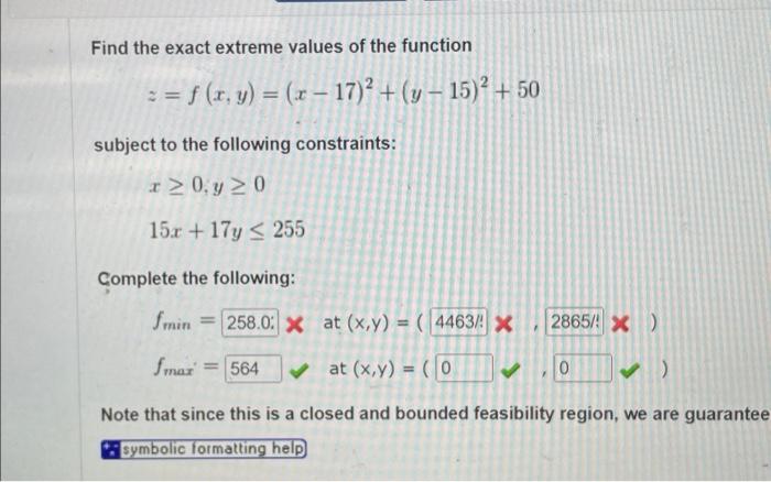 Solved Find the exact extreme values of the function | Chegg.com