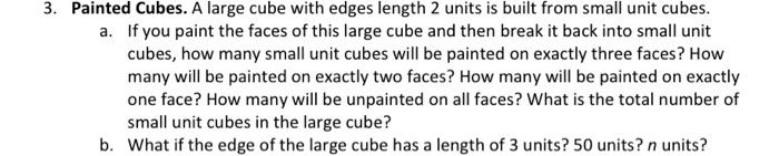 Solved 3. Painted Cubes. A large cube with edges length 2 | Chegg.com