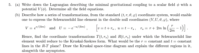 (a) Write down the Lagrangian describing the minimal | Chegg.com