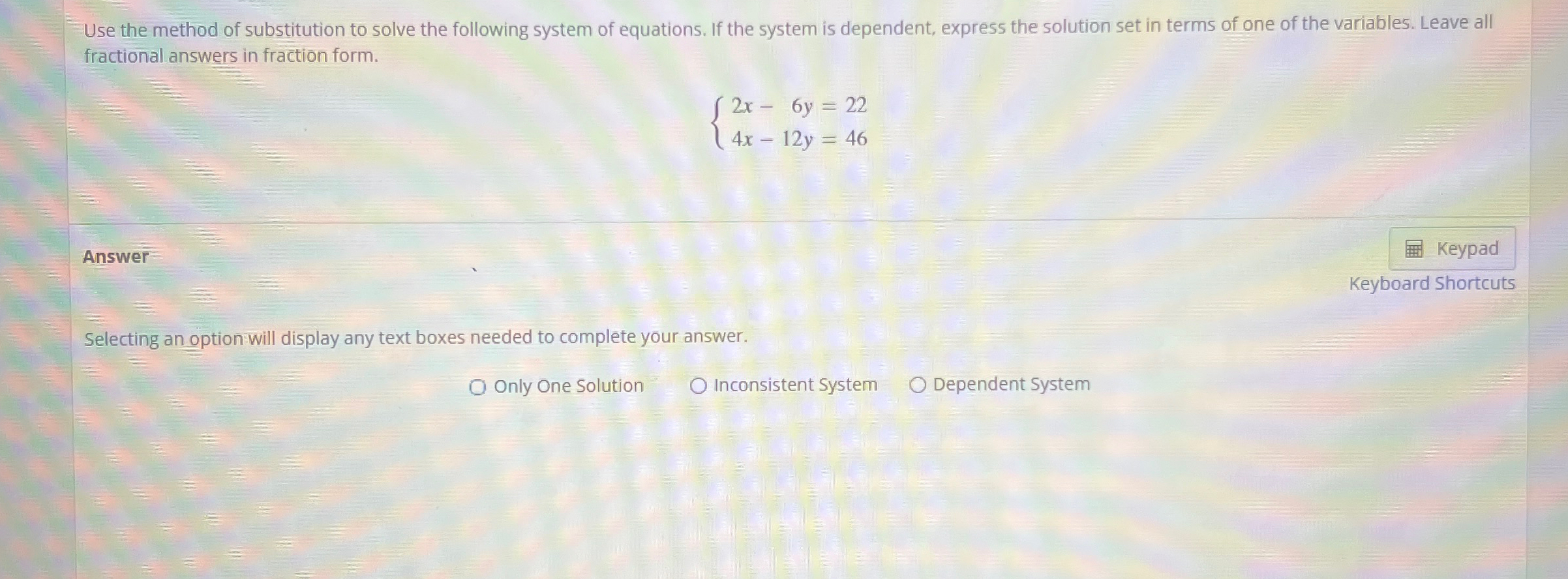 Solved Use the method of substitution to solve the following | Chegg.com