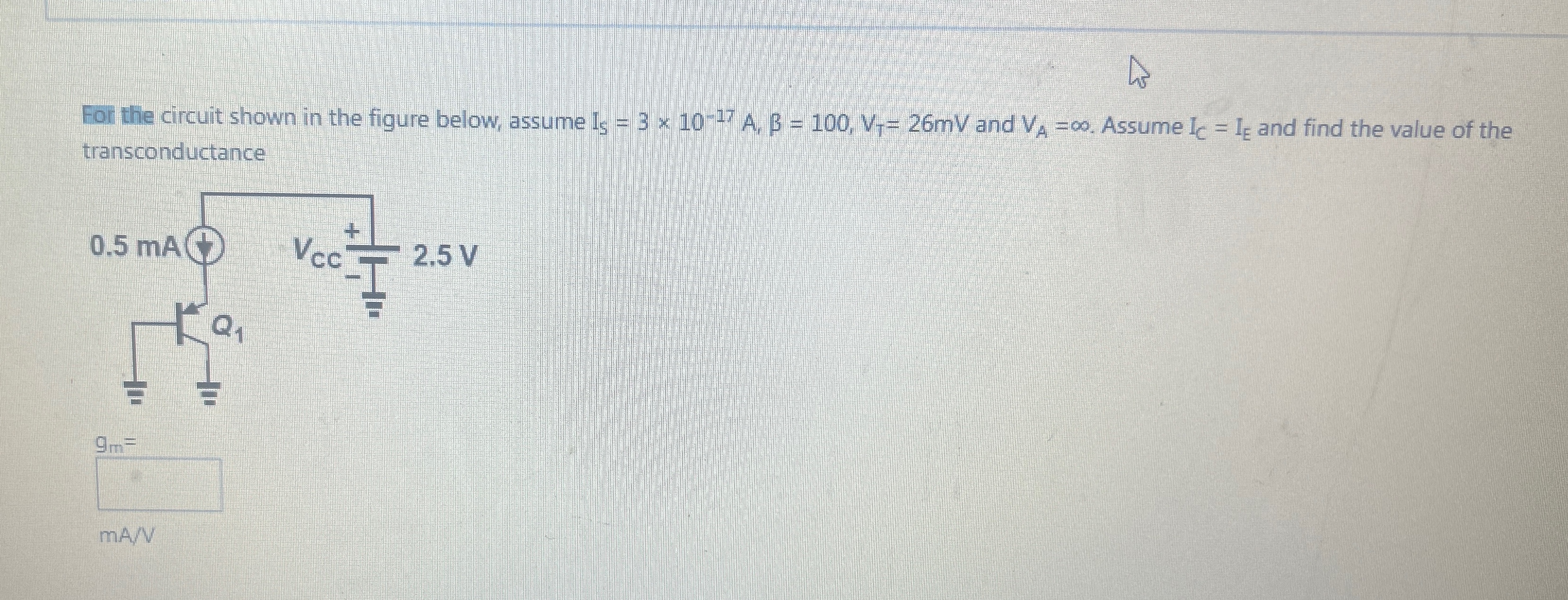 Solved For the circuit shown in the figure below, assume | Chegg.com