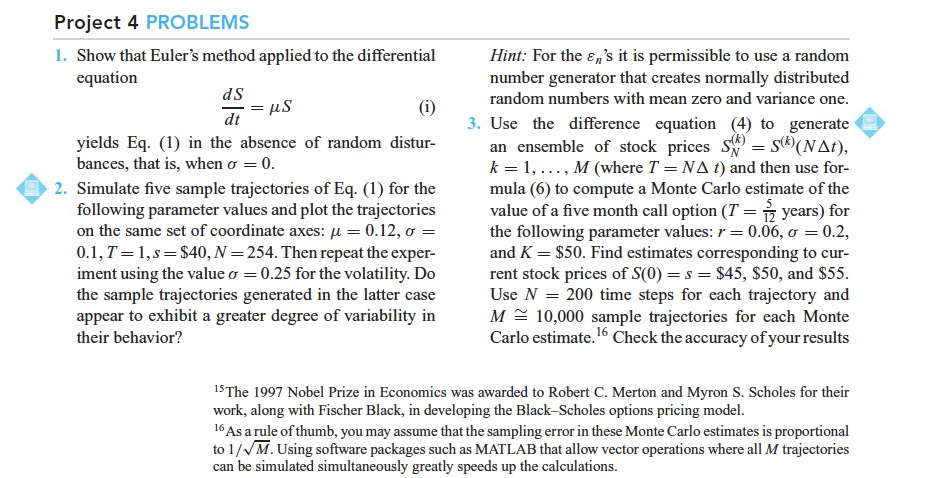 = Project 4 PROBLEMS 1. Show that Euler's method | Chegg.com