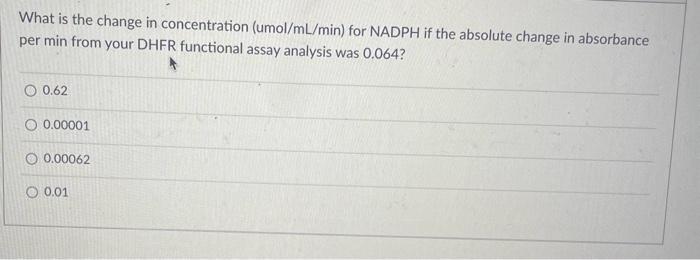 Solved What is the change in concentration (umol/mL/min) for | Chegg.com