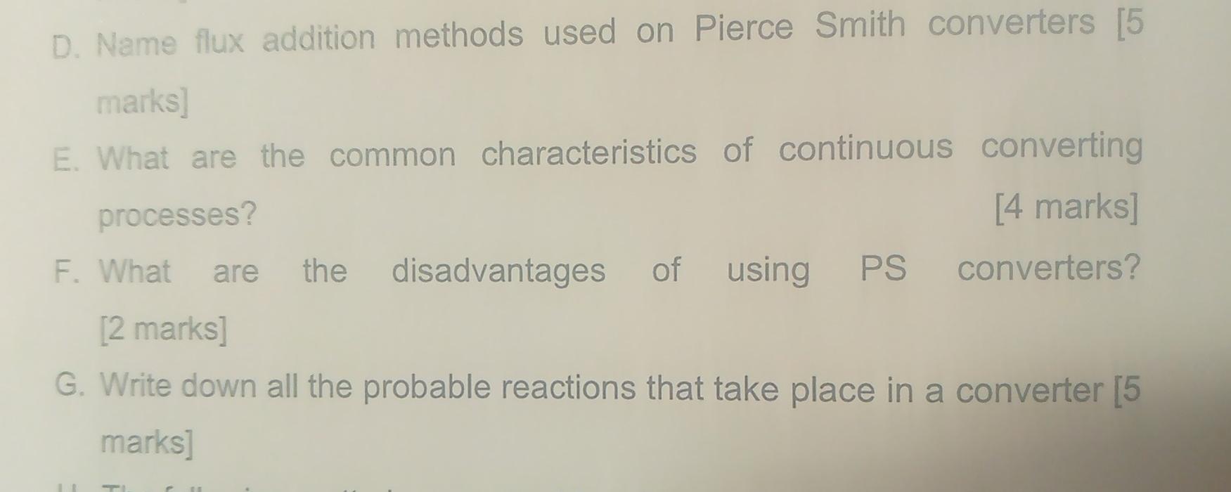 Solved D. Name flux addition methods used on Pierce Smith | Chegg.com