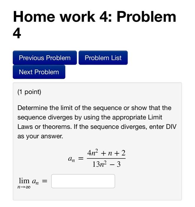 Solved Home work 4: Problem 4 Previous Problem Problem List | Chegg.com