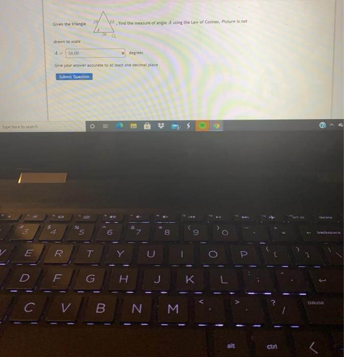 Solved 20 Given the triangle Find the measure of angle using | Chegg.com