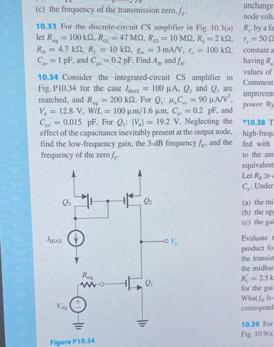 Solved 10.33 For the discrete-circuit CS amplifier in Fig. | Chegg.com
