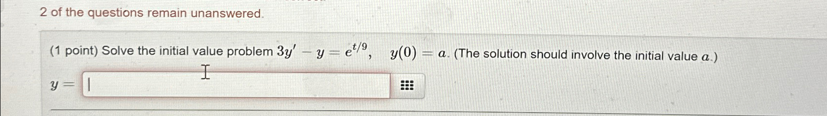 Solved 2 ﻿of the questions remain unanswered.(1 ﻿point) | Chegg.com