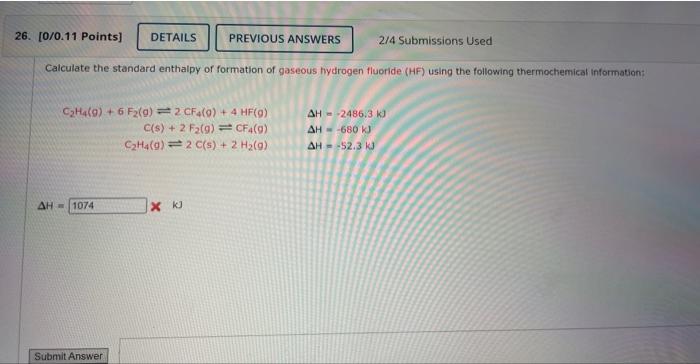 Solved Calculate The Standard Enthalpy Of Formation Of | Chegg.com