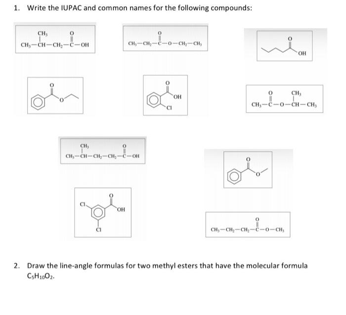 Solved 1. Write the IUPAC and common names for the following | Chegg.com