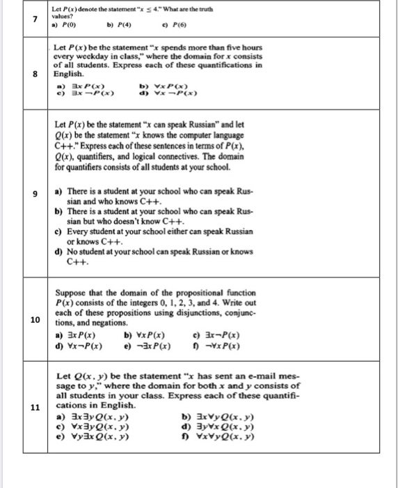 Solved 7 Let P X Denote The Statement 4 What Are The Chegg Com