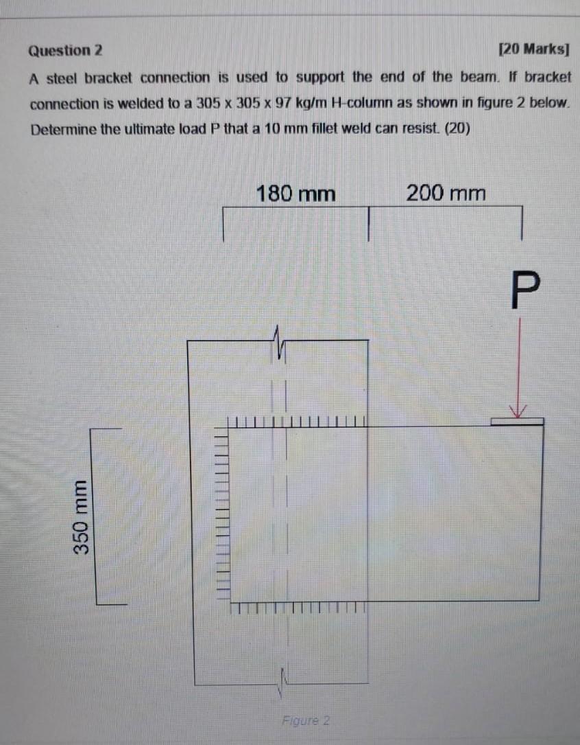 Solved Question 2 [20 Marks] A steel bracket connection is | Chegg.com