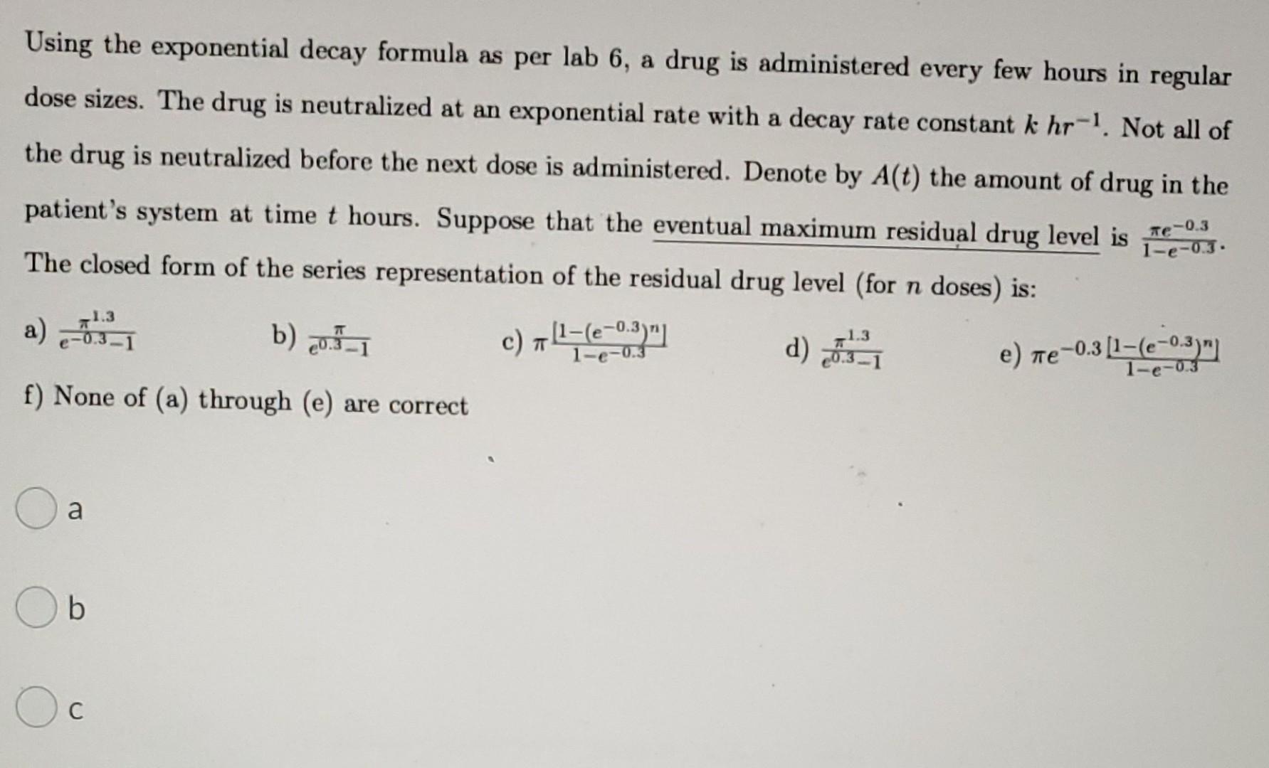 exponential decay formula