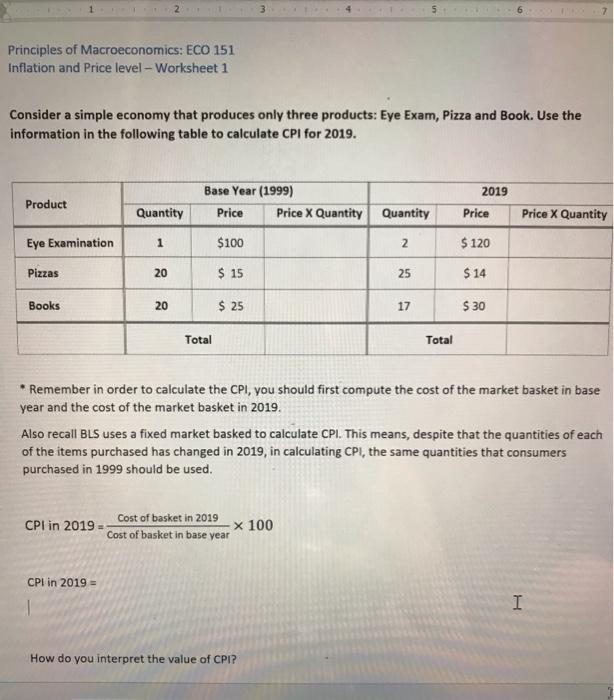 Solved Principles of Macroeconomics: ECO 151 Inflation and | Chegg.com