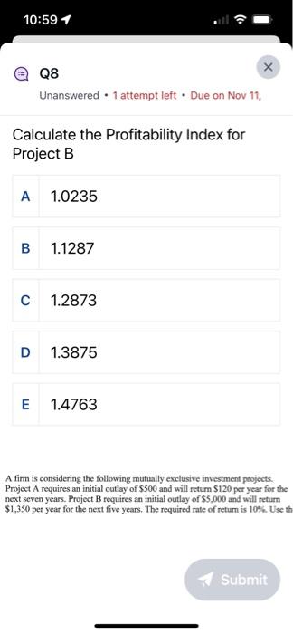 Solved Calculate The Profitability Index For Project B A | Chegg.com