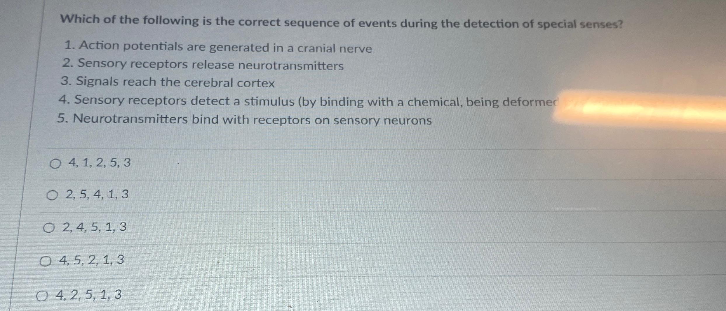 Solved Which Of The Following Is The Correct Sequence Of | Chegg.com