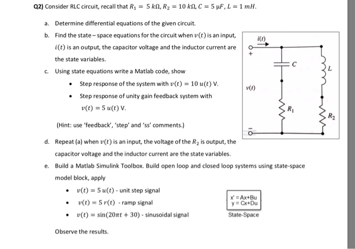 Solved Q2 Consider Rlc Circuit Recall That R1 5 Ka R Chegg Com
