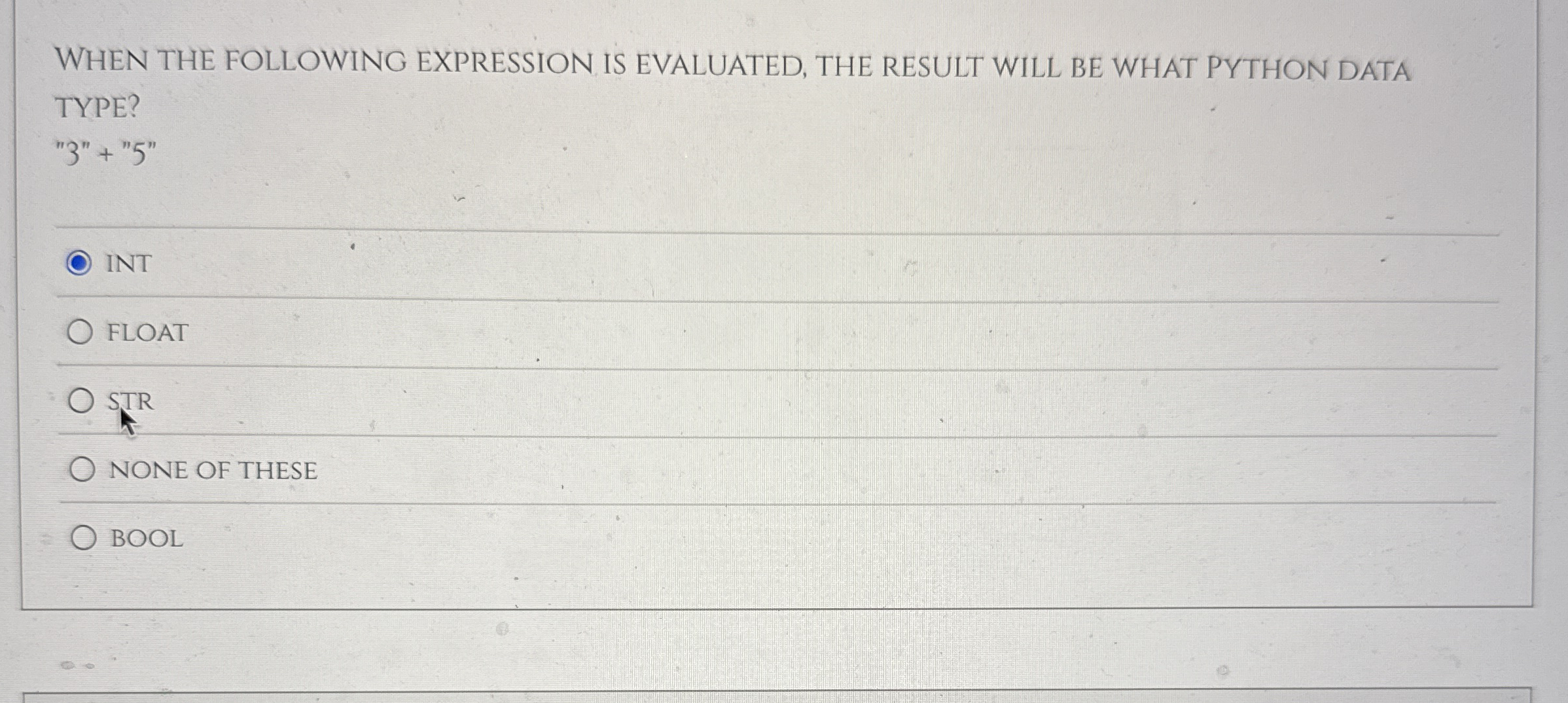 Solved WHEN THE FOLLOWING EXPRESSION IS EVALUATED, THE | Chegg.com