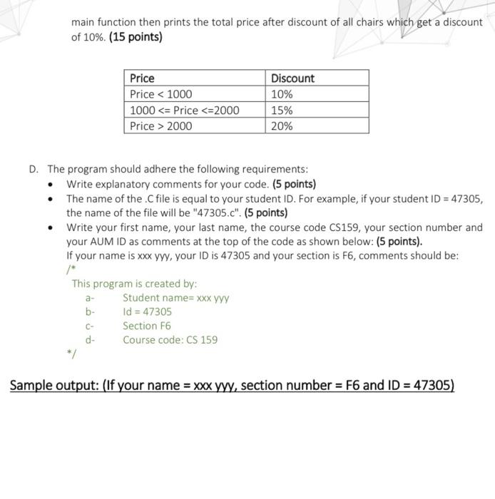 Solved Problem Write a C program that calculates the price | Chegg.com