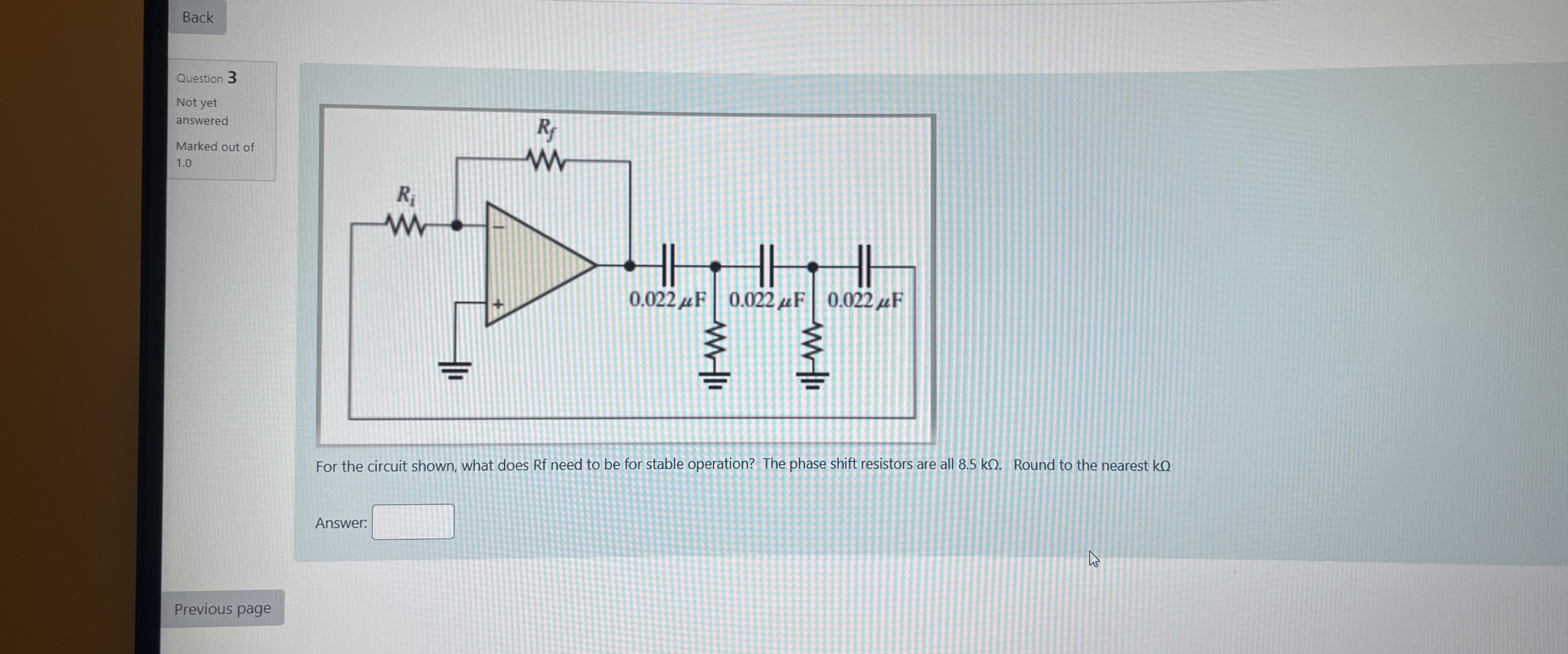 Solved BackQuestion 3Not yetansweredMarked out of1.0For the | Chegg.com