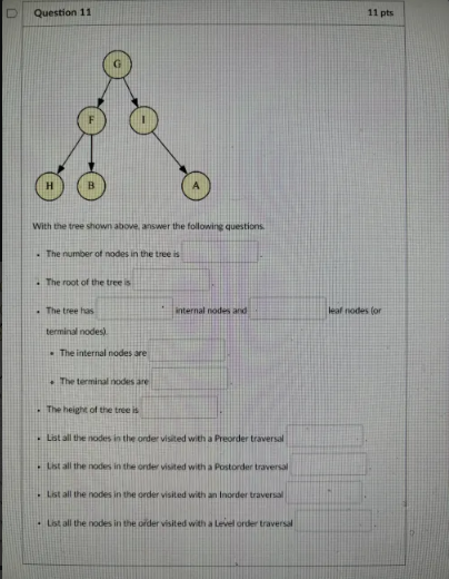 Solved Question 11With the tree shown abowe answer the | Chegg.com