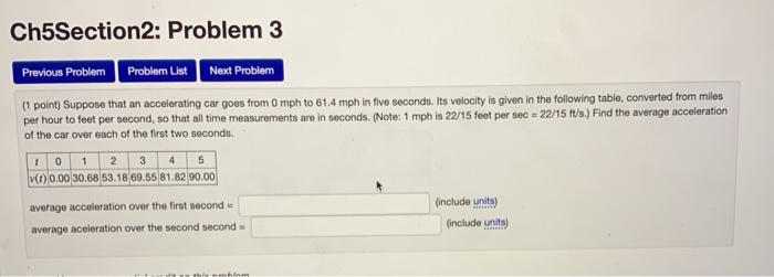 Solved Ch5Section2: Problem 3 Previous Problem Problem List | Chegg.com
