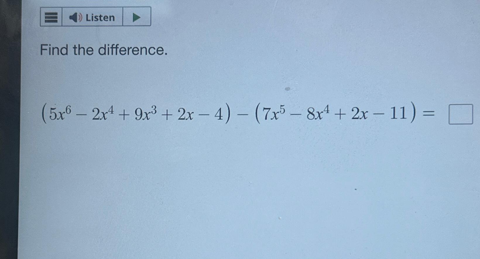 9 4x 6 5 4 x 24 find the difference