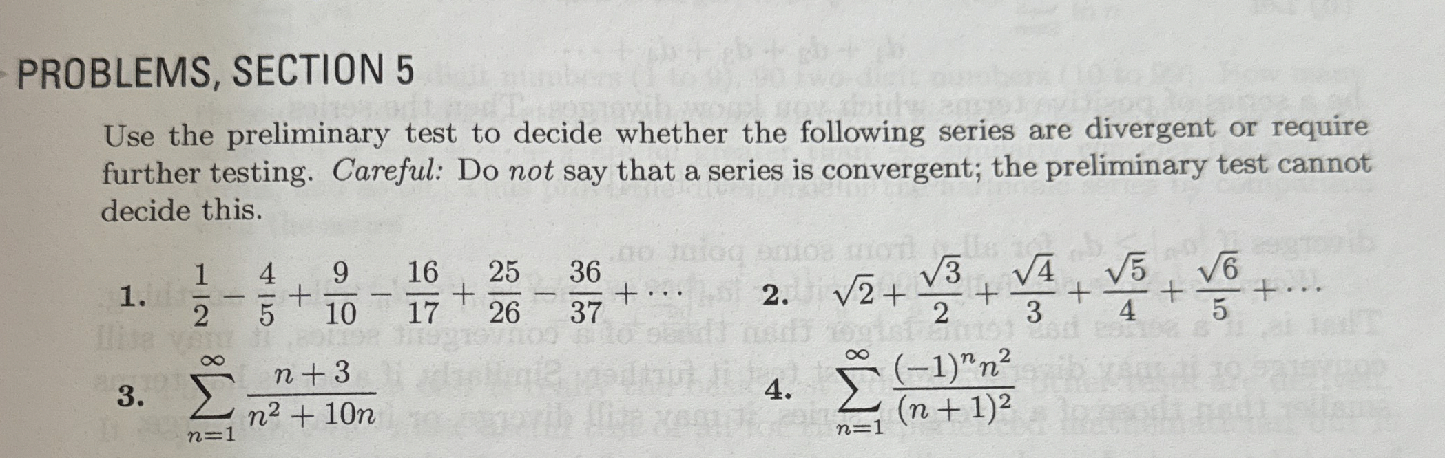 Solved PROBLEMS, SECTION 5Use the preliminary test to decide | Chegg.com