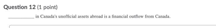 Solved Question 12 (1 point) in Canada's unofficial assets | Chegg.com