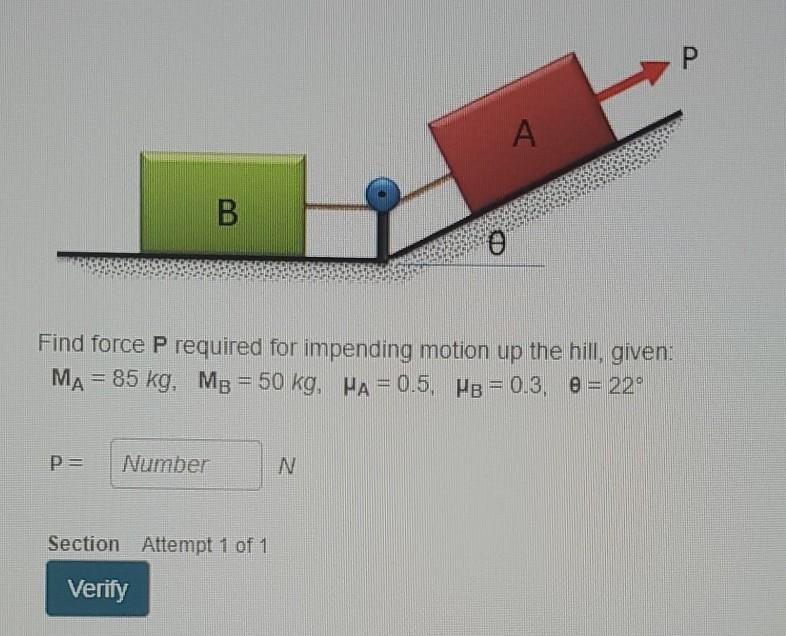 Solved Р А B Find force P required for impending motion up | Chegg.com
