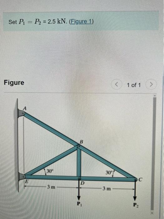 Solved Set P1=P2=2.5kN Figure | Chegg.com