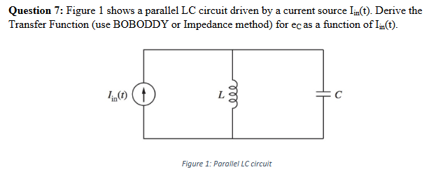 Boboddy Method Solved Question 7: Figure 1 shows a parallel LC circuit | Chegg.com