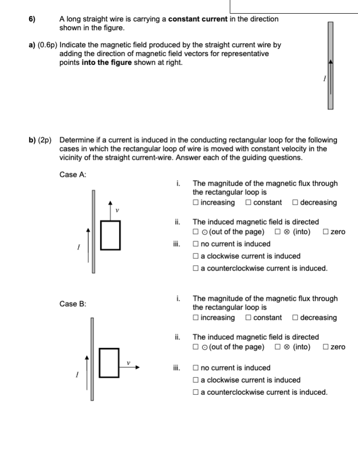 Solved A long straight wire is ﻿carrying a constant current | Chegg.com